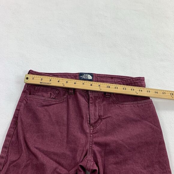 The North Face Straight Leg Jeans Size 4 Womens Solid Dark Burgundy Red Pants S - Picture 8 of 10